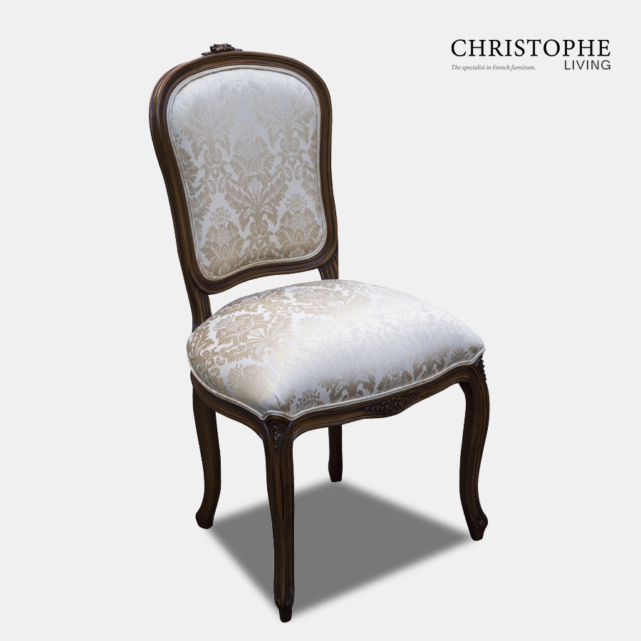 Louis XV shield back French upholstered dining chair