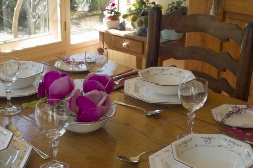 Dining table with flowers