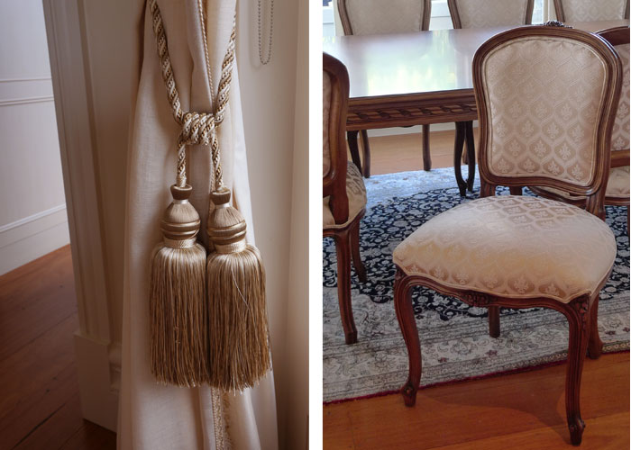 Louis 15 dining chair and curtain tassel