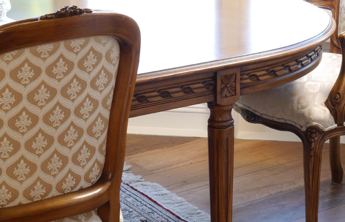 Close up of dining chair