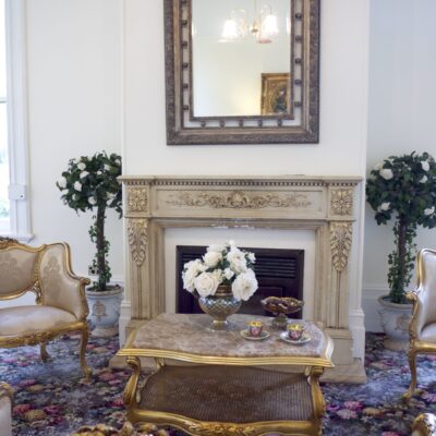 Traditional Fireplace with Classic French Living Room and Gold Finishes