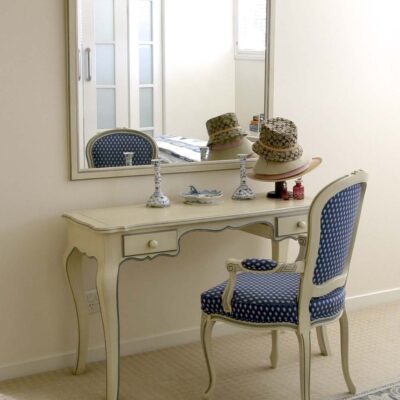 Classic French Antique White Dressing Table with Painted Trim