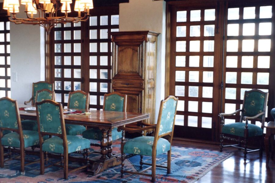 French Traditional Style Blue Rustic & Timber Dining Setting