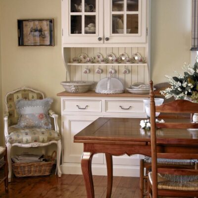 French Provincial Country Cottage Antique White Buffet
