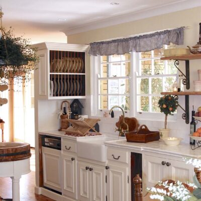 French Provincial White Country Cottage Kitchen