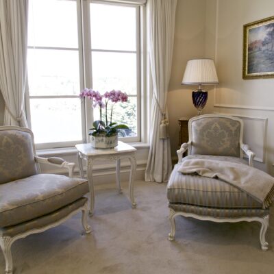 Classic French Antique White Bedroom Chairs