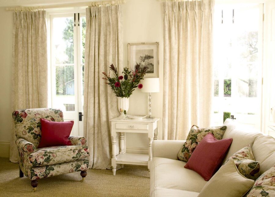 Classic French Antique White and Floral Living Room