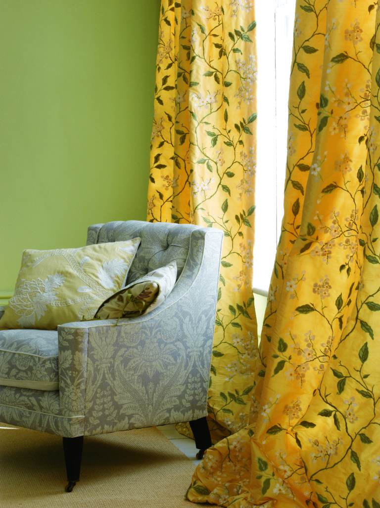 Yellow Floral Living Room Curtains - Christophe Living