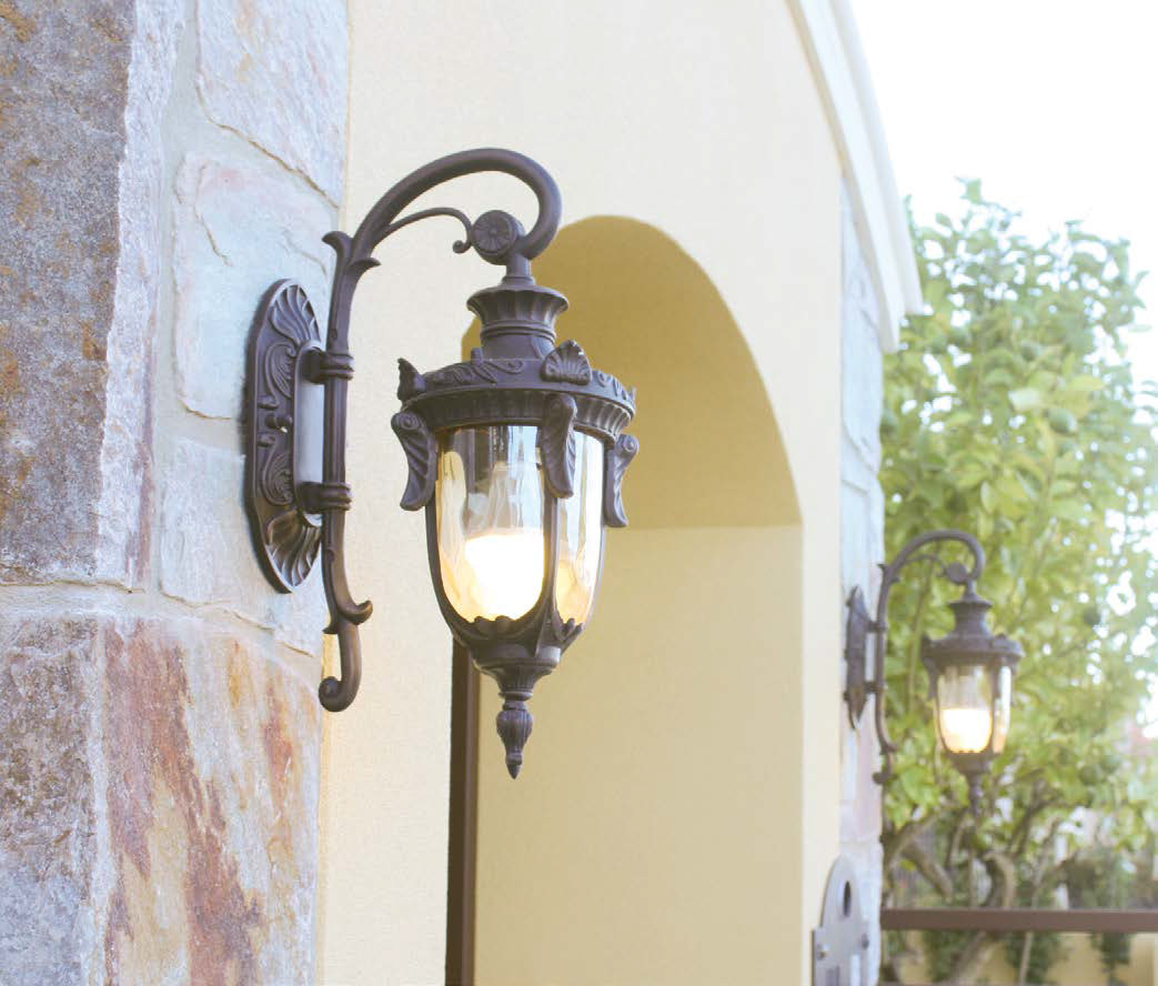 thumbnail image 2 of ArteRameFerro Black Wrought Iron Outdoor Wall Lamp With White & Black Cone Shade 2 of 4