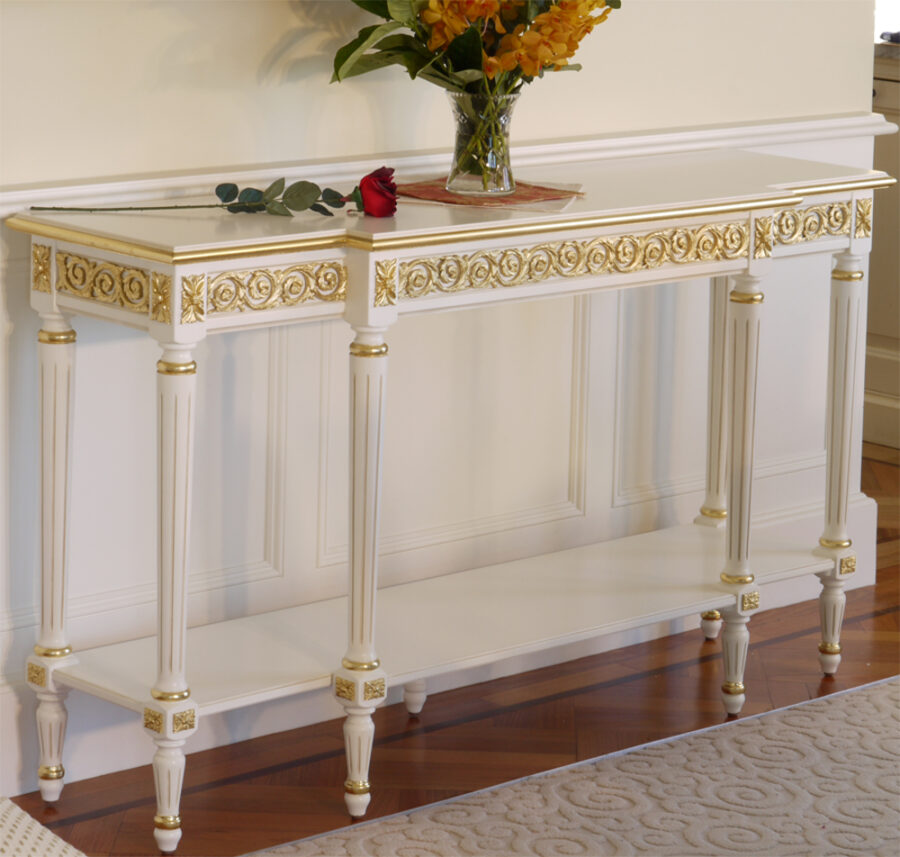 Classic French White Side Server with Gilding Details