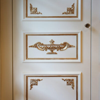 Classic French Antique White Wardrobe Mouldings with Gold Detail