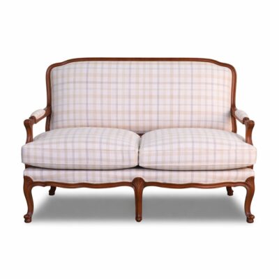 Louis XV 2-Seater Bergere in Check Fabric