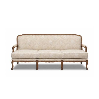 Louis XV 3-Seater Bergere in Cream Damask