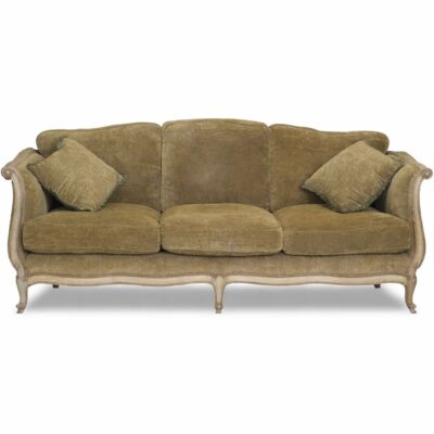 Louis XV 3-Seater Daybed Antique White in Olive Velvet
