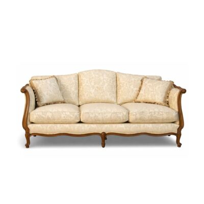 Louis XV 3-Seater Daybed in Cream Damask