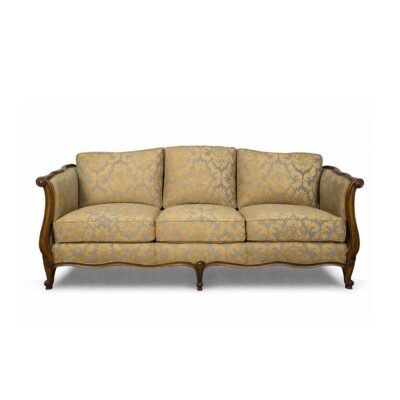 Louis XV 3-Seater Daybed in Gold and Silver Damask