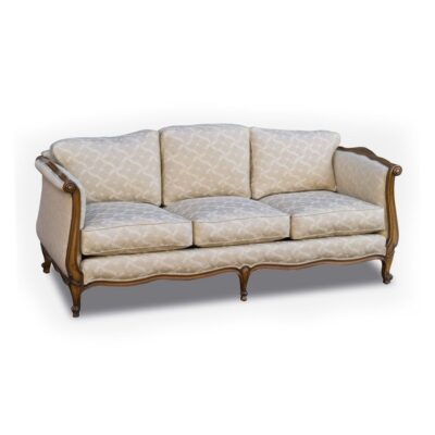 Louis XV 3-Seater Daybed in Taupe Damask