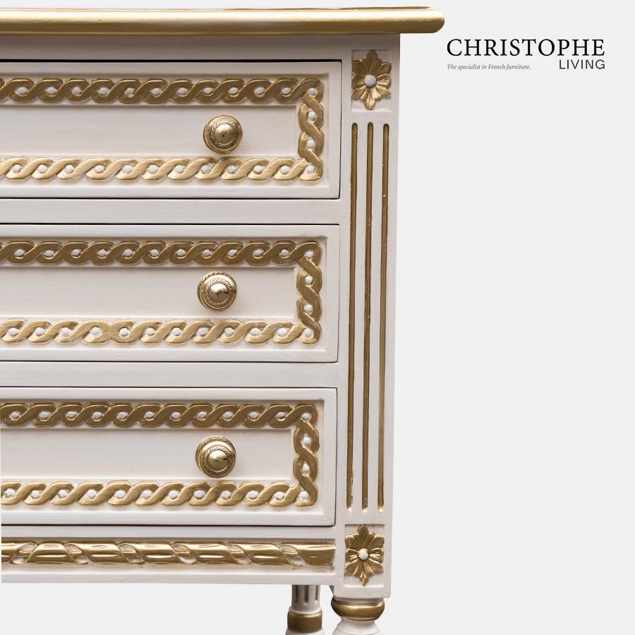 Louis XVI Bedside Cabinet 3 Drawers with Gilding detail