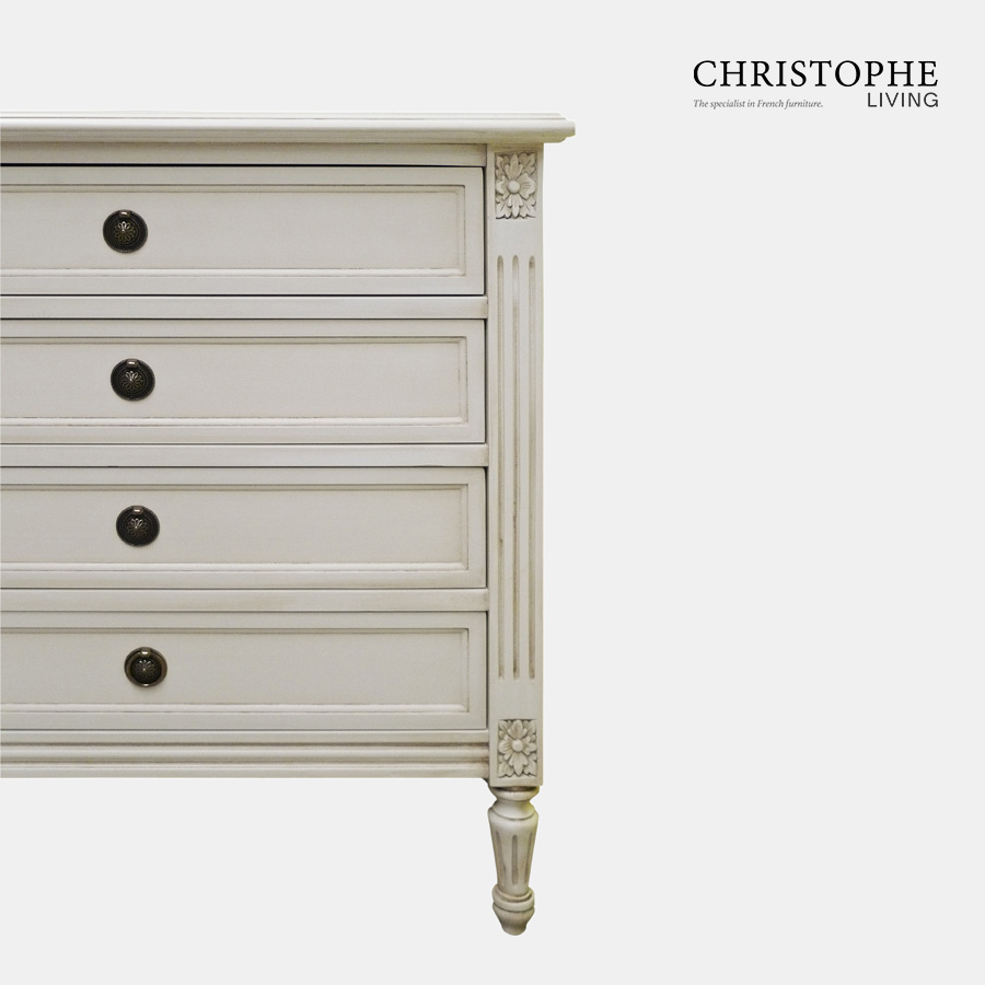 Louis XVI Double Chest of 8 Drawers Antique White