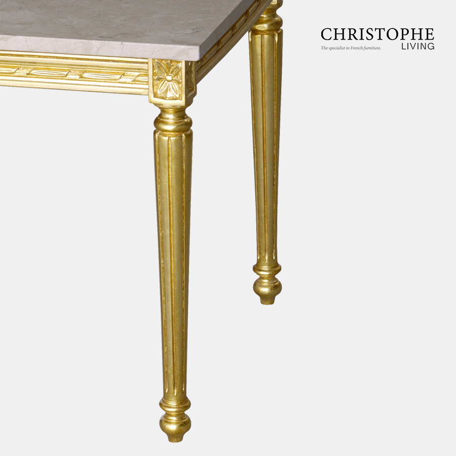 Louis XVI Side Table Marble Top Fully Gilded detail
