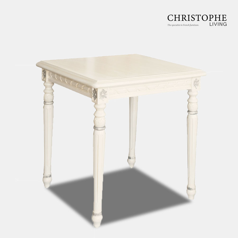 White French Side Table Grey Trim