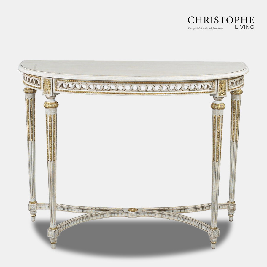White French Hall Table gold trim
