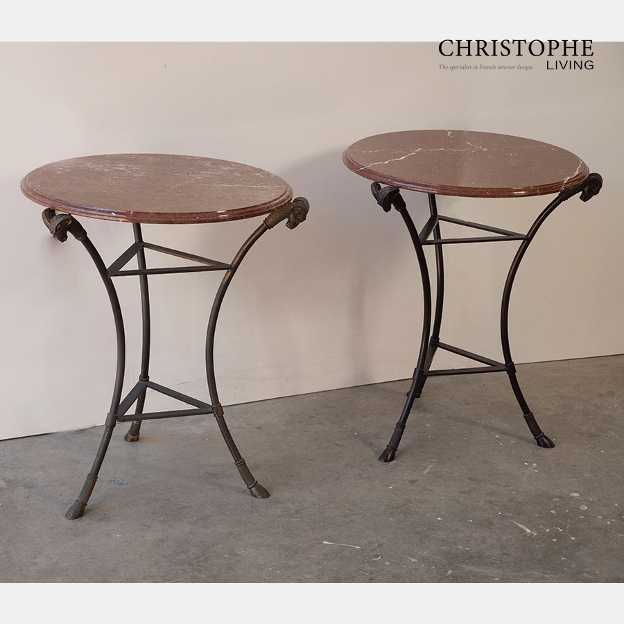 Bronze Side Table with Marble Top