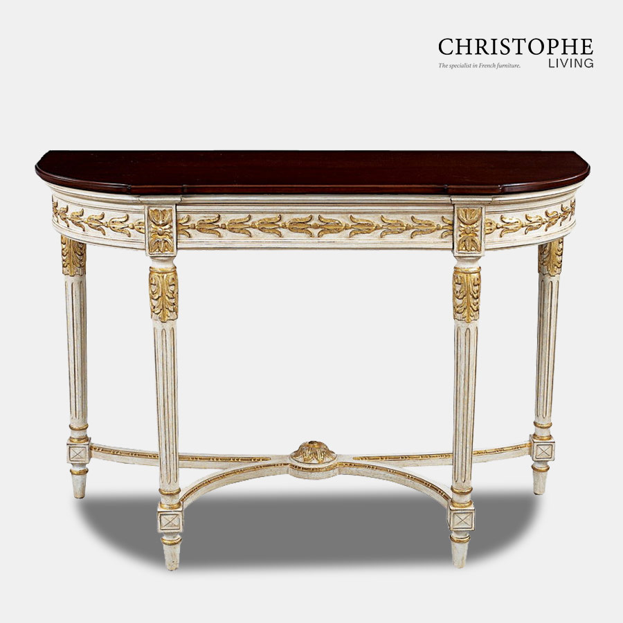 White Hall Table Marble top & gold trim