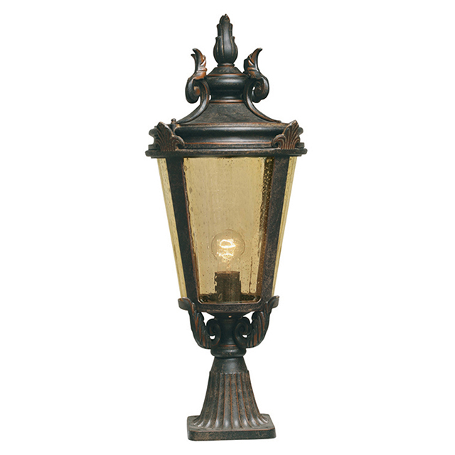 French Wrought Iron Outdoor Pedestal Lantern