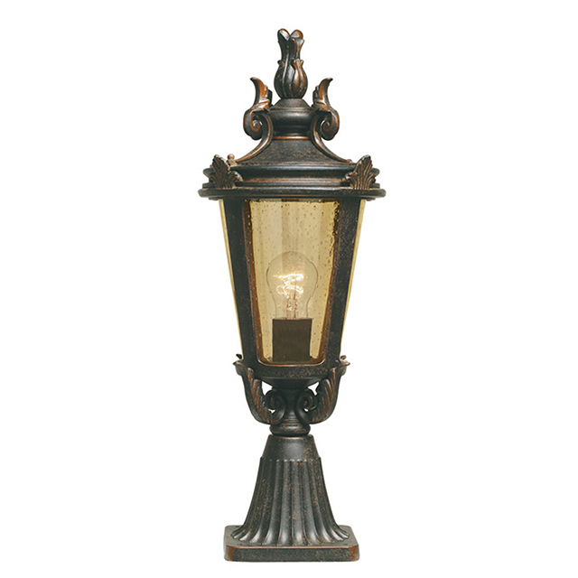 Classic Wrought Iron Outdoor Pedestal Lantern