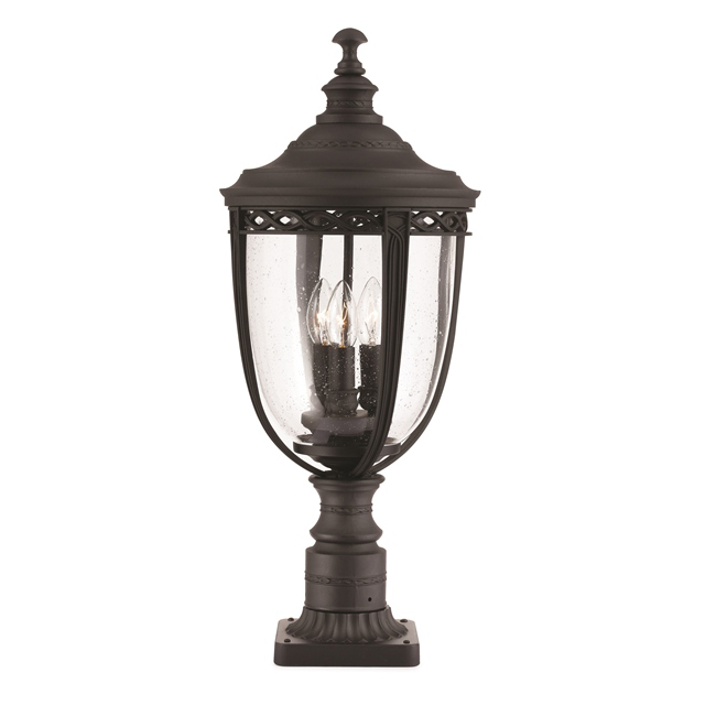 French Traditional Outdoor Pedestal Light Black
