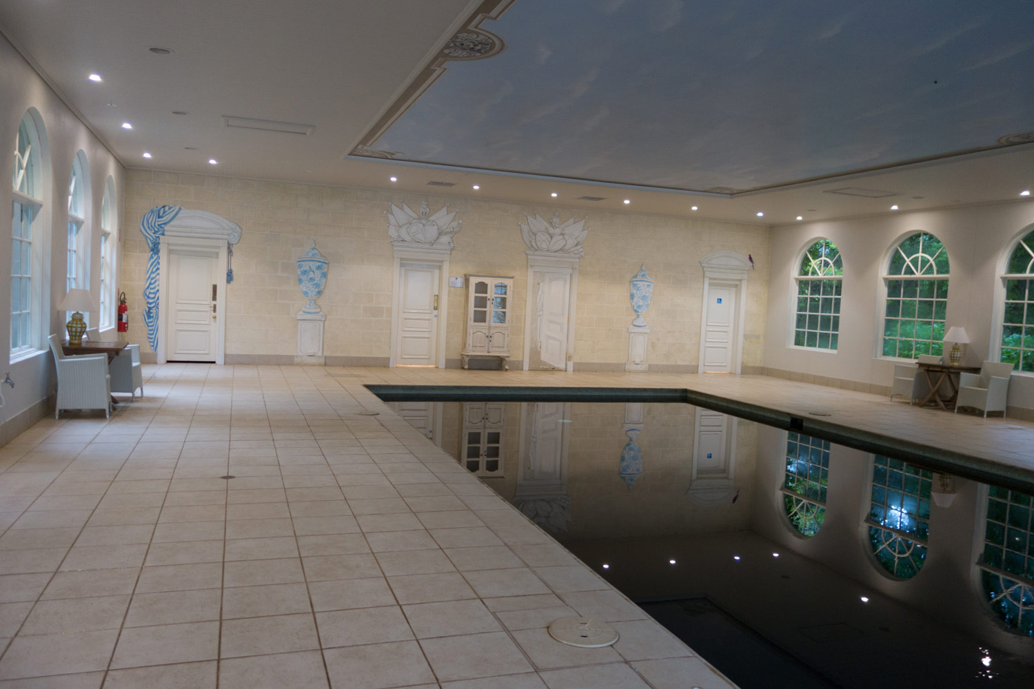 6 Hotel pool with classical paint effects on wall and ceiling in french style