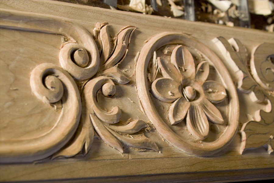 Floral wood carving