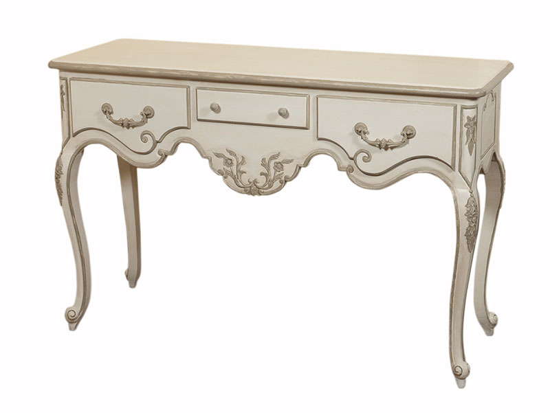 Gold finished antique white console 
