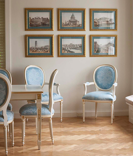 French Provincial dining chairs and dining table white
