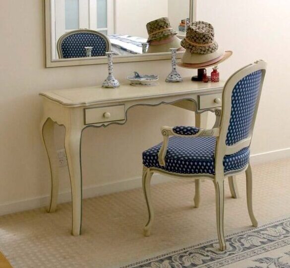 french provincial desk with french chair in white