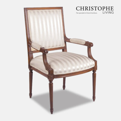 french provincial dining chair stripe fabric timber finish sydney