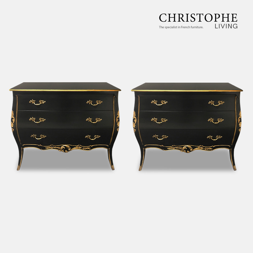 black and gold french chest of drawers