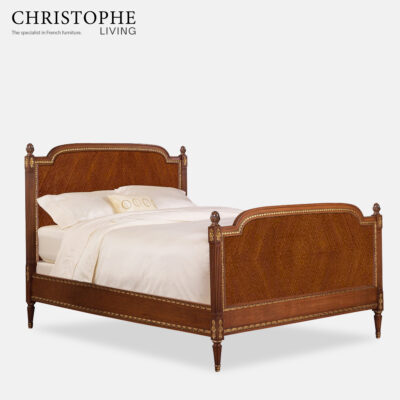 French provincial bed with timber panel