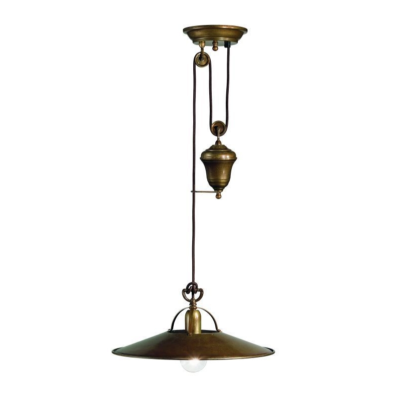 Pomezia Pendant Light with Counterweight in Brass/Iron