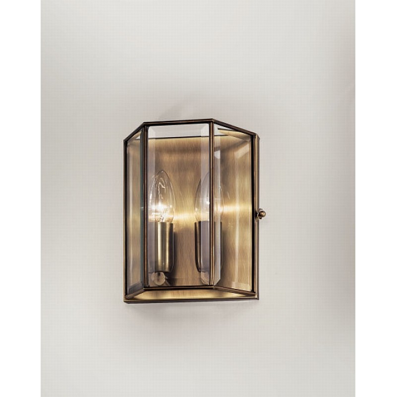 Marsia Faceted Twin Wall Light Small in Brass