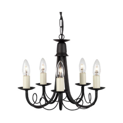 Claudine 5Lt Chandelier in Ivory/Gold