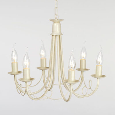 Claudine 6Lt Chandelier in Ivory/Gold