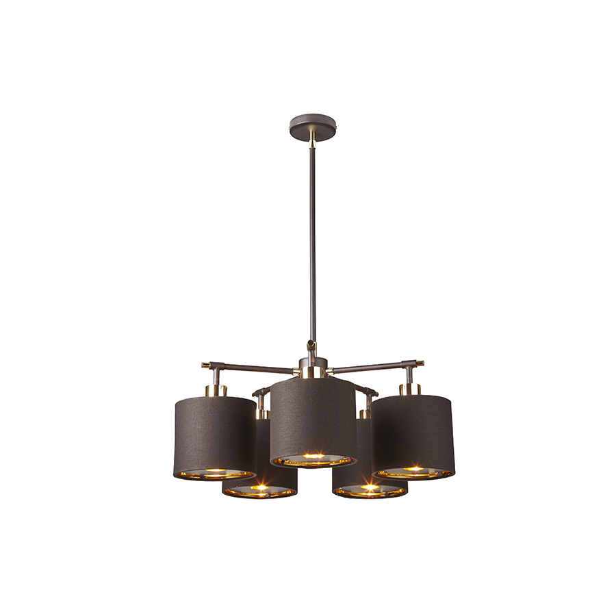 Set Square 5Lt Chandelier in Brown and Brass