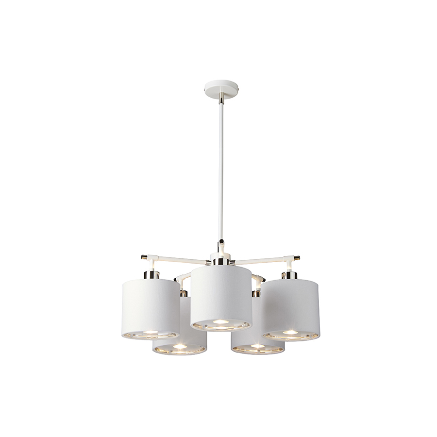 Set Square 5Lt Chandelier in White and Nickel