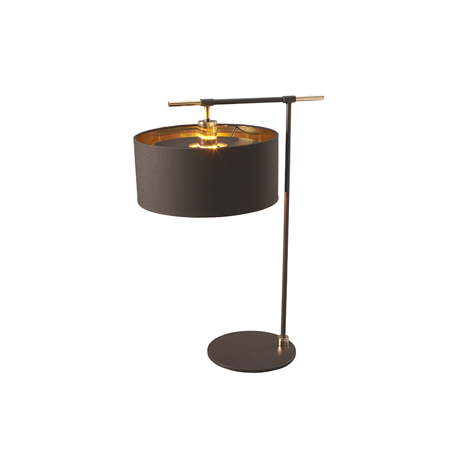 Set Square Table Lamp in Brown and Brass