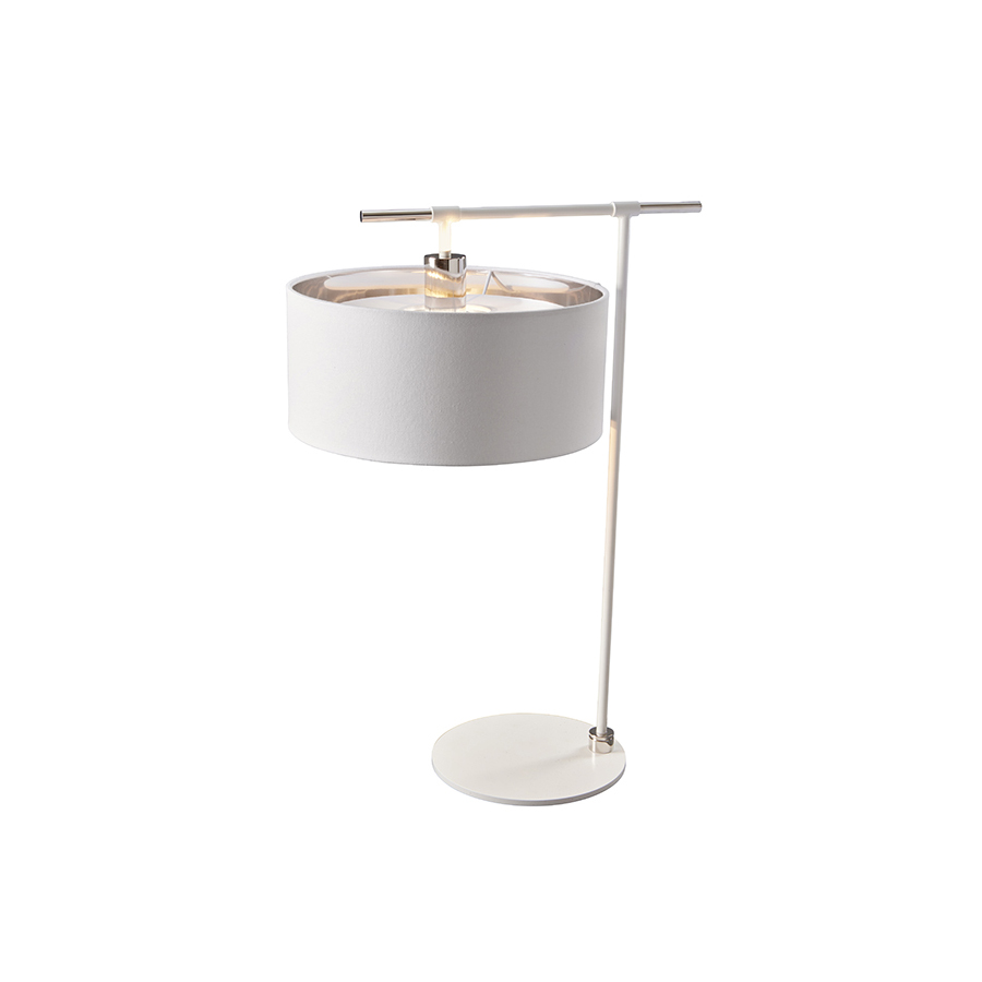 Set Square Table Lamp in White and Nickel