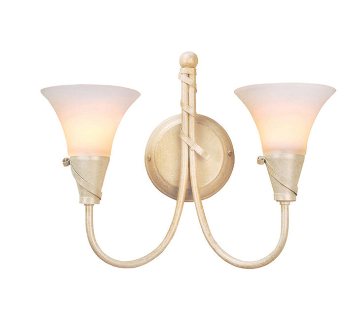Ribbon 2Lt Wall Light in Ivory/Gold