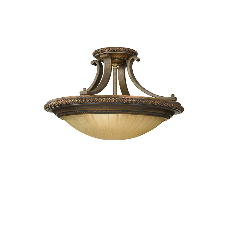 Victoria Semi-Flush Ceiling Light in Gold and Bronze
