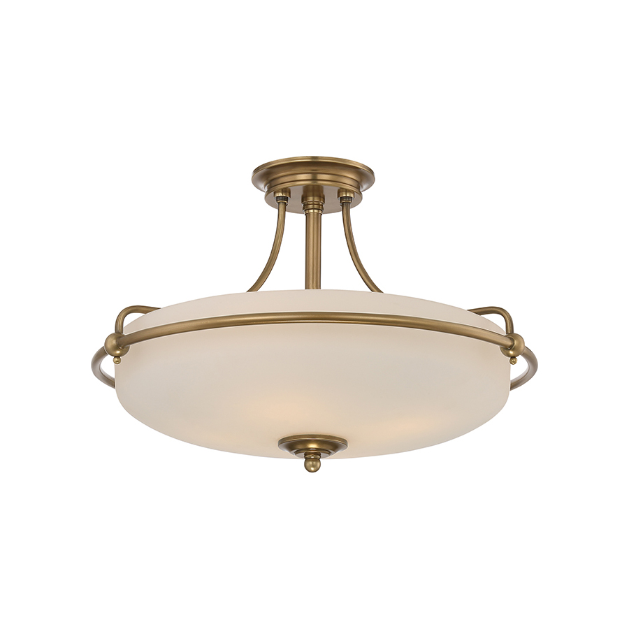 Carousel 4Lt Semi-Flush Ceiling Light in Weathered Brass
